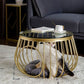 Glam Slate/Glass Top Coffee Table Dia 21.7" Frame Cocktail Table with Storage Clearhalo 'Coffee & Accent Tables' 'Coffee Tables' 'coffee_tables' 'furn' 'furn_coffee_tables' 'Furniture' 'Living Room Furniture' 1200x1200_ed56ccb2-a416-404e-bdf8-44ef8f439bb3