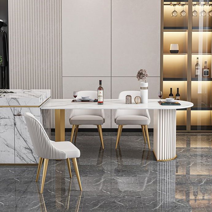 Luxury Free Form Dining Table Sintered Stone Double Pedestal Kitchen Desk Clearhalo 'Dining Tables & Seating' 'Dining Tables' 'dining_table' 'furn' 'furn_dining_table' 'Furniture' 'Kitchen & Dining Furniture' 1200x1200_ed56cf3d-4648-4baa-b3f4-2a1ba696fcb0