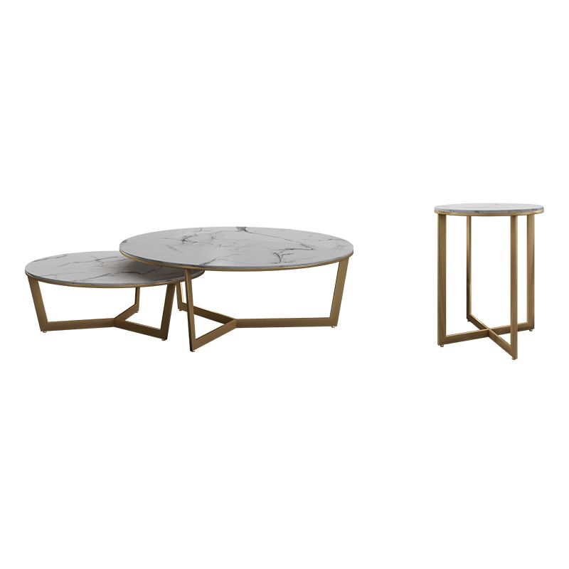 Contemporary Frame Coffee Table Round Slate Top Cocktail Table Clearhalo 'Coffee & Accent Tables' 'Coffee Tables' 'coffee_tables' 'furn' 'furn_coffee_tables' 'Furniture' 'Living Room Furniture' 1200x1200_ed56cfc3-54b7-497c-807f-c6c52eb554d4