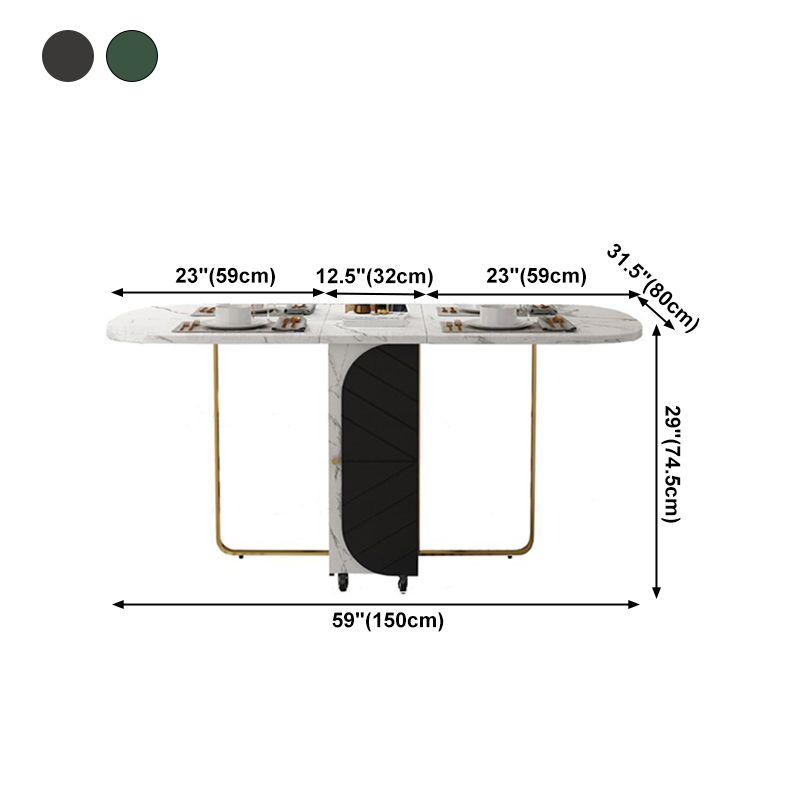 Contemporary Oval Dining Room Table Sintered Stone Drop-Leaf Table,59"L x 29.5"H Clearhalo ' dining_table' 'Dining Tables & Seating' 'Dining Tables' 'furn' 'furn_dining_table' 'Furniture' 'furniture_dining_table' 'Kitchen & Dining Furniture' 'kitchen&dining_furn' 'kitchen' 'kitchen_dining_table' 1200x1200_ed57075c-7cc4-4ea4-934b-1a9914869912
