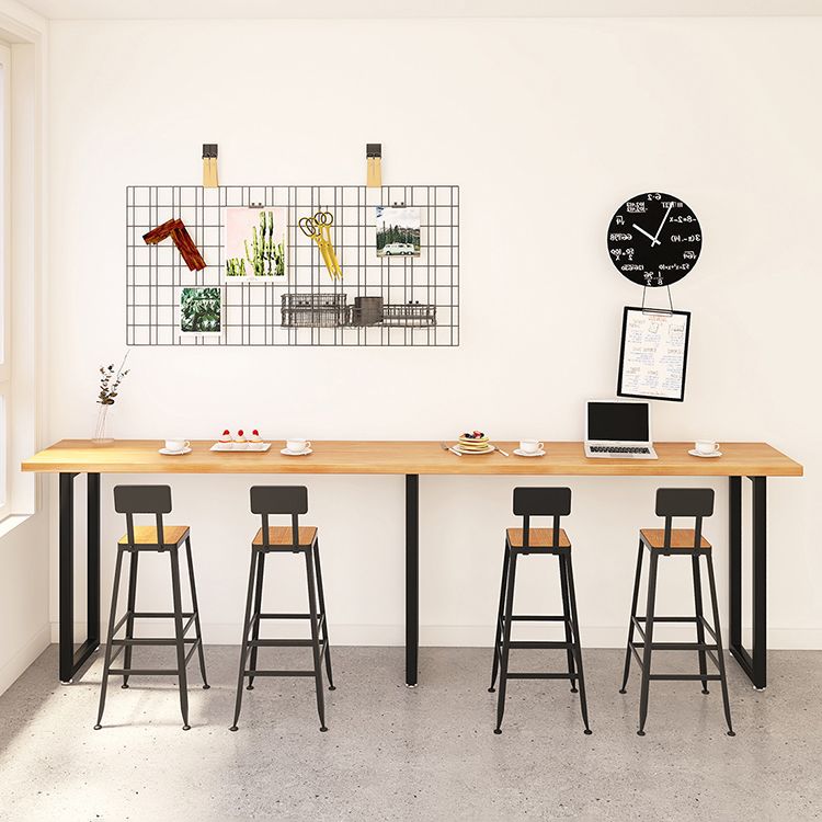 Pine Wood Bar Dining Table Modern Rectangle Bar Table with Sled for Dining Room Clearhalo 'Bar Furniture' 'Bar Tables' 'bar_tables' 'furn' 'furn_bar_tables' 'Furniture' 'furniture_bar_tables' 'Kitchen & Dining Furniture' 1200x1200_ed5759d7-bcef-4190-8641-9d91c304c819