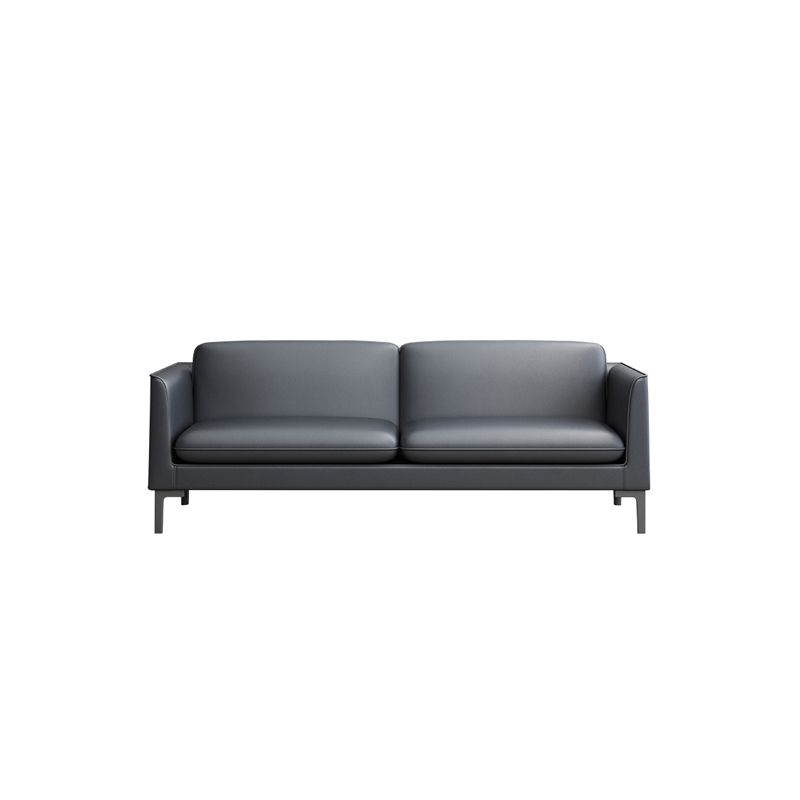 Glam Black Cushions Square Arm Genuine Leather Stationary Sofa Clearhalo 'furn' 'furn_sofas' 'Furniture' 'furniture_sofas' 'Living Room Furniture' 'Sofa' 'sofas' 1200x1200_ed57b0fd-acb2-41f0-966f-3b0b6be3c20c