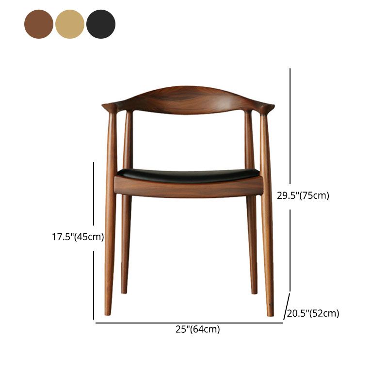 Modern Ash Open Arm Chair Matte Finish Faux Leather Dining Chair