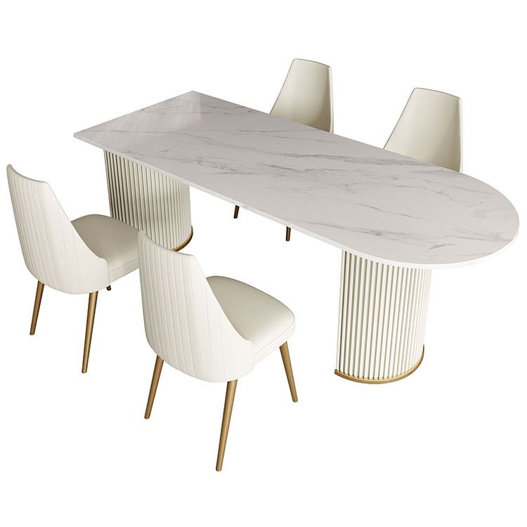 Free Form Dining Table Sintered Stone Table Luxury Style with Double Pedestal Clearhalo ' dining_table' 'Dining Tables & Seating' 'Dining Tables' 'furn' 'furn_dining_table' 'Furniture' 'furniture_dining_table' 'Kitchen & Dining Furniture' 'kitchen&dining_furn' 'kitchen' 'kitchen_dining_table' 1200x1200_ed594eec-1b26-428e-8f50-a4059a3027ff