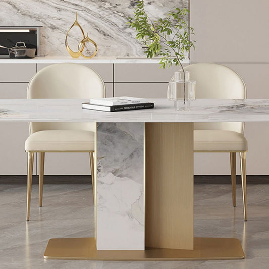 豪華な焼結石トップダイニングセット長方形1/4/5/6/7ピースダイニングルームテーブルセット