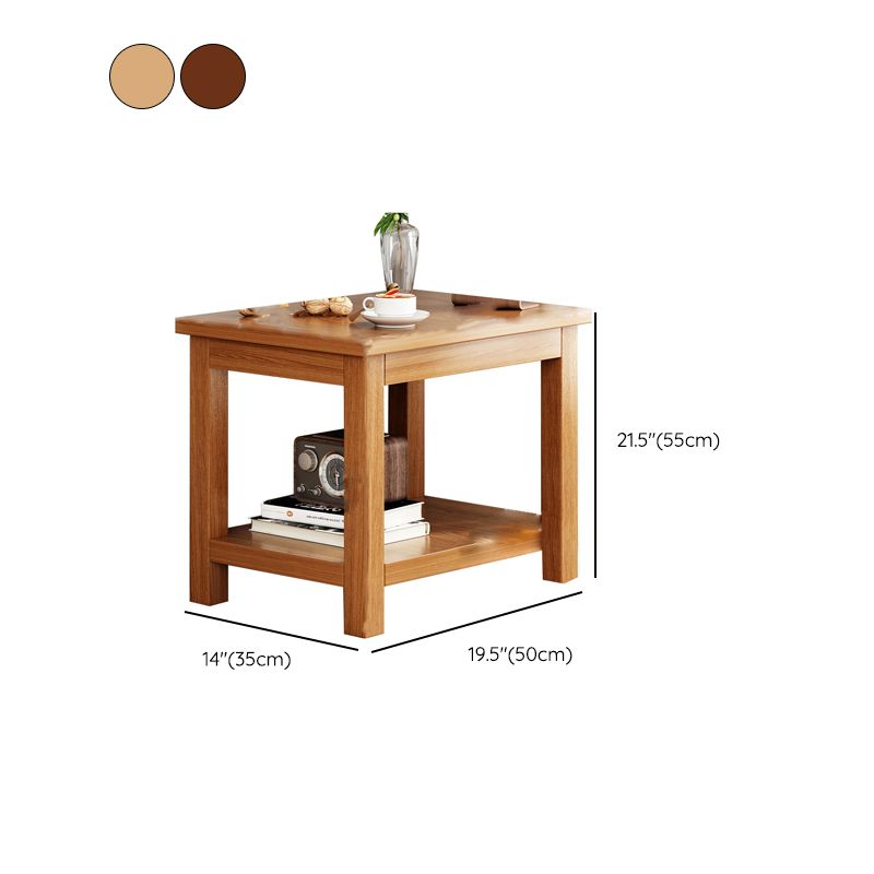 Contemporary Side Table Double Tier Wood Accent Side Table with Shelf