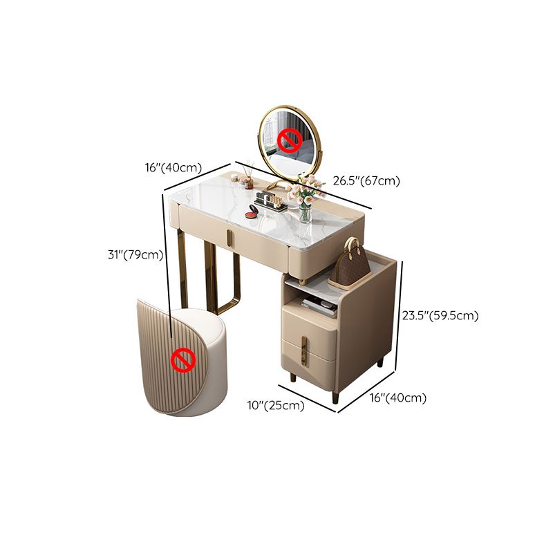 Glam 23.6" H Make-up Vanity Bedroom Glass Vanity Dressing Table