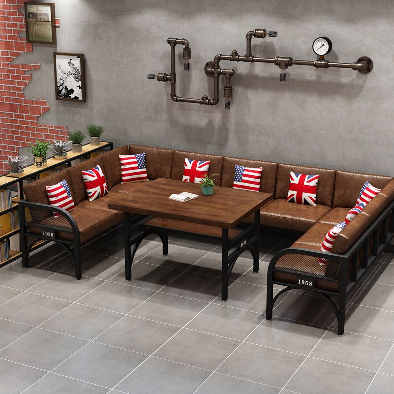 Industrial Style Solid Wood Dinner Room Kitchen Table Brown Metal Base Table for Dinning Room Clearhalo ' dining_table' 'Dining Tables & Seating' 'Dining Tables' 'furn' 'furn_dining_table' 'Furniture' 'furniture_dining_table' 'Kitchen & Dining Furniture' 'kitchen&dining_furn' 'kitchen' 'kitchen_dining_table' 1200x1200_ed5be1c3-3fa0-49db-aaab-be4cccac3e6f