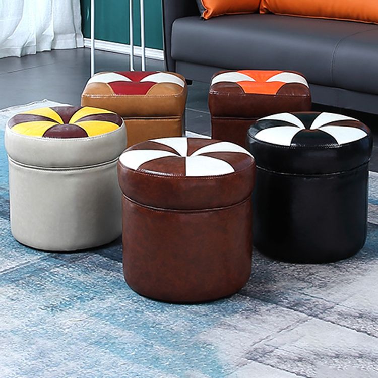 Water Resistant Round Standard Modern Color Lump Leather Ottoman