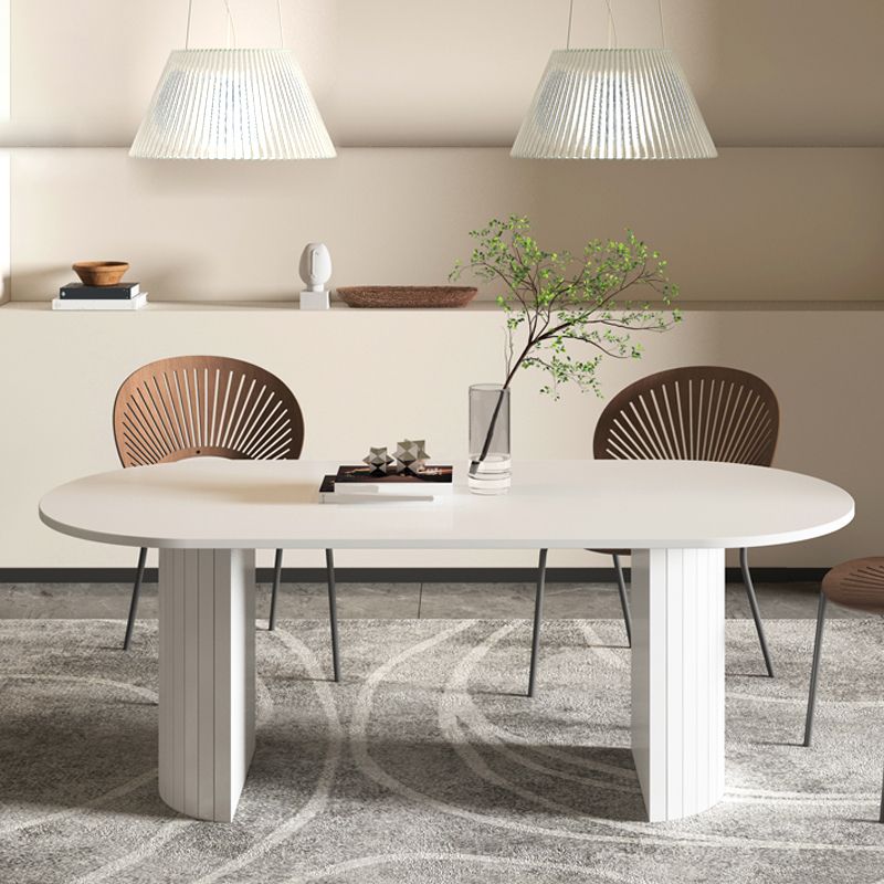 Metal Contemporary Double Pedestal Dining Table Sintered Stone Table for Dining Room Clearhalo ' dining_table' 'Dining Tables & Seating' 'Dining Tables' 'furn' 'furn_dining_table' 'Furniture' 'furniture_dining_table' 'Kitchen & Dining Furniture' 'kitchen&dining_furn' 'kitchen' 'kitchen_dining_table' 1200x1200_ed5db49b-c9a9-4e18-a5b2-887a62d211fc