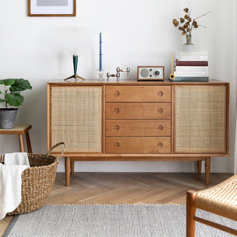 Mobile sideboard della porta della rattan contemporanea con archiviazione per uso domestico
