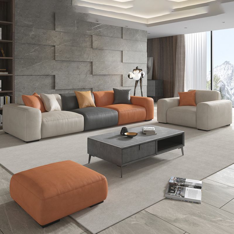 Contemporary Cushions Standard Seating Square Arm Sofa with Pillows