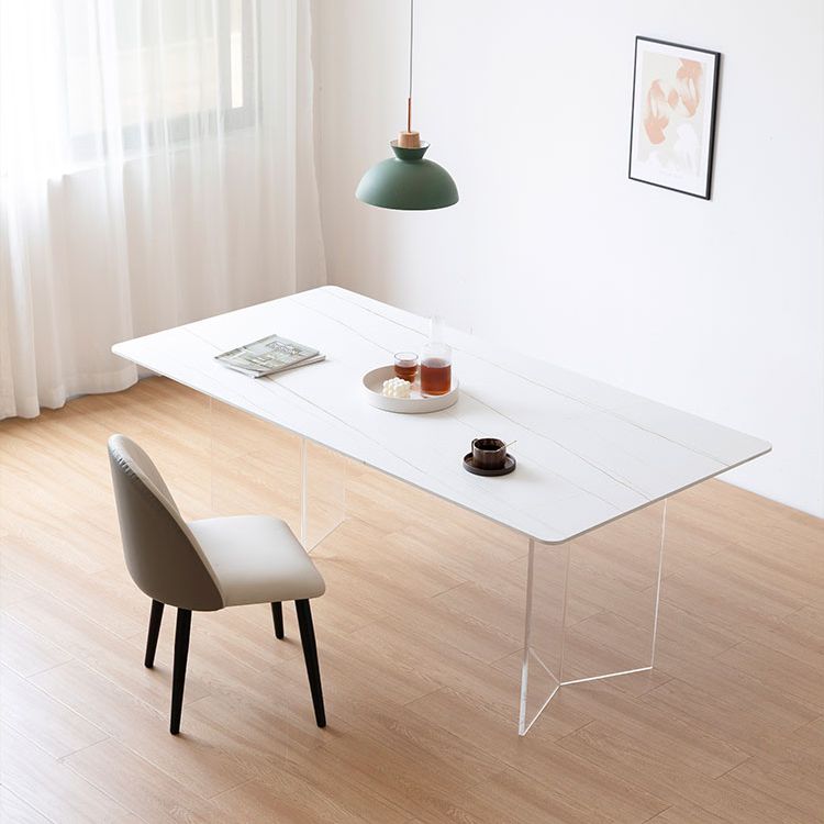 Modern 1/2/5 Pieces Dining Set Acrylic Base Double Pedestal Dinette Set Clearhalo 'Dining Room Sets' 'Dining Tables & Seating' 'dining_room_set' 'furn' 'furn_dining_room_set' 'Furniture' 'Kitchen & Dining Furniture' 1200x1200_ed647694-79bf-4120-9d59-6532788c58af