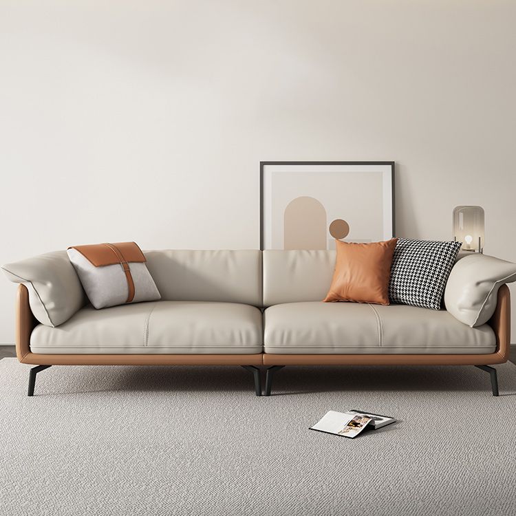 Zeitgenössischer 32,67 "hoher echter Lederkissen -Oberarmsofa