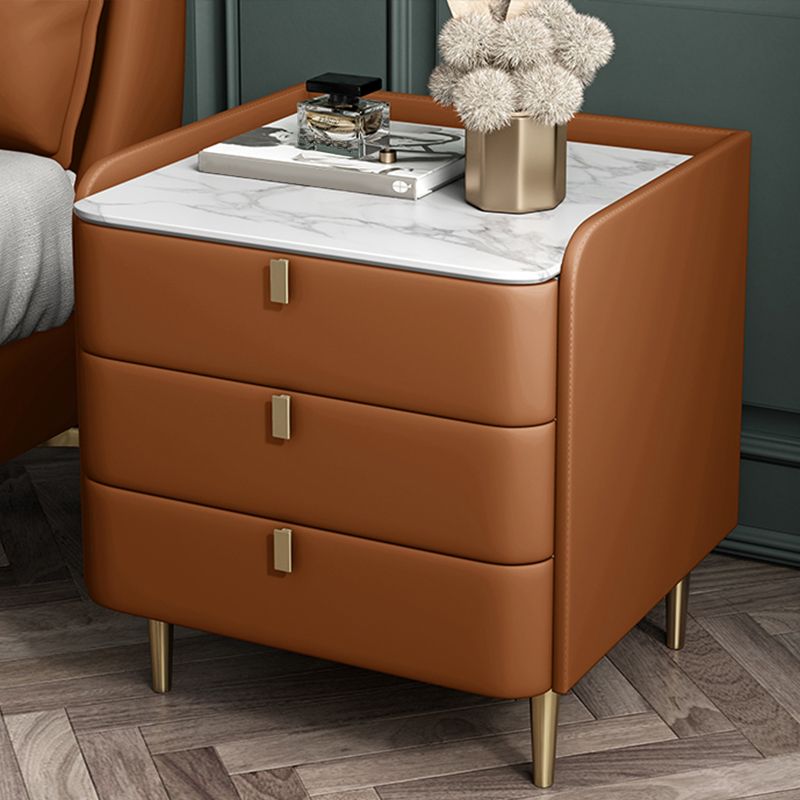 Comodino in legno con 3 cassetti contemporanei da 25 "alto comodino