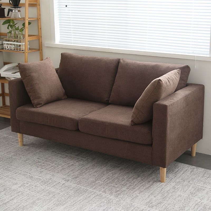 Polish Finish Sofa Square Arm Sofa Loose Back Loveseat For Apartment and Room Clearhalo 'furn' 'furn_sofas' 'Furniture' 'furniture_sofas' 'kitchen' 'kitchen_sofas' 'Living Room Furniture' 'Sofa' 'sofas' 1200x1200_ed657ea4-1af4-47d3-a2d1-15c49eba91d1