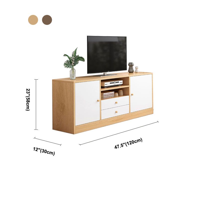 12 "D Consolet de télévision en bois moderne Console ouverte Stand de télévision avec tiroirs et portes