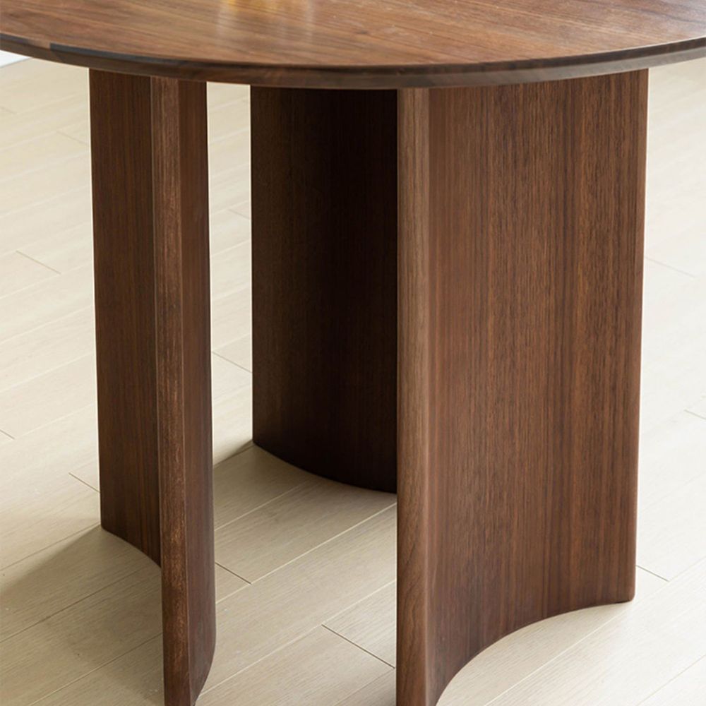 Tavolo da pranzo moderno rotondo in legno massello per sala da pranzo