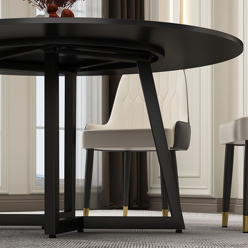 Modern Round Standard Height Dining Table Stone Double Pedestal Dining Table Clearhalo 'Dining Tables & Seating' 'Dining Tables' 'dining_table' 'furn' 'furn_dining_table' 'Furniture' 'furniture_dining_table' 'Kitchen & Dining Furniture' 'kitchen' 'kitchen_dining_table' 1200x1200_ed66b3cc-3da9-4090-b40c-2f8ee3b1b506