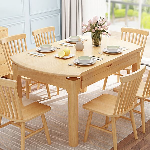 Modern Style Solid Wood Dining Table Brown Round Drop-Leaf Table with 4 Legs Clearhalo ' dining_table' 'Dining Tables & Seating' 'Dining Tables' 'furn' 'furn_dining_table' 'Furniture' 'furniture_dining_table' 'Kitchen & Dining Furniture' 'kitchen&dining_furn' 'kitchen' 'kitchen_dining_table' 1200x1200_ed68b7e5-3bd6-4170-90d6-ff76511d5b52