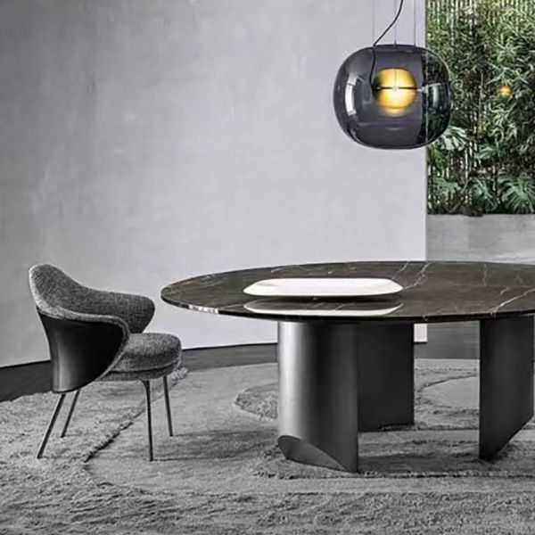 Sedie da pranzo in tessuto Poltrona Parsons in stile nordico con gambe nere