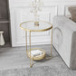 Modern 23.62" Tall Iron Frame End Table Round Glass Top Side Table with Shelf