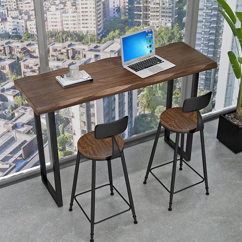 Dennenhout balktafel industriële staaftafel met ijzeren sleeënbasis