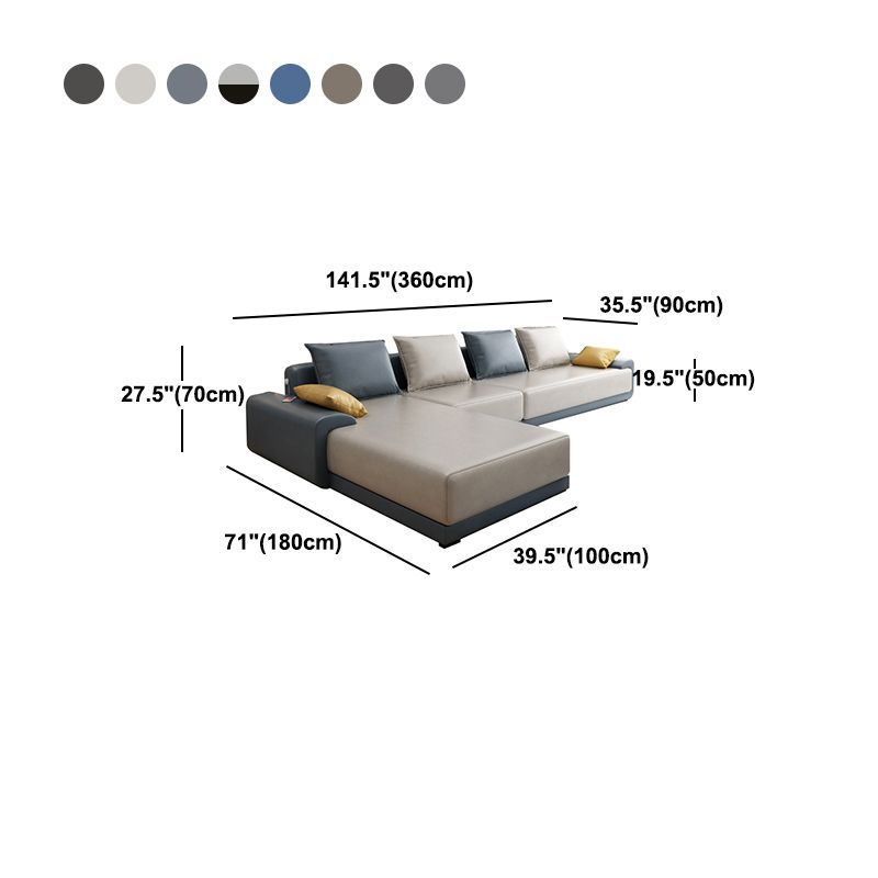 Mid Century Modern Sofa&Chaise 4-seat Pillows Sofa for Living Room Clearhalo 'furn' 'furn_sectionals' 'Furniture' 'furniture_sectionals' 'Living Room Furniture' 'Sectionals' 1200x1200_ed6f19cb-aff2-45d4-b40d-5124b8b9be06