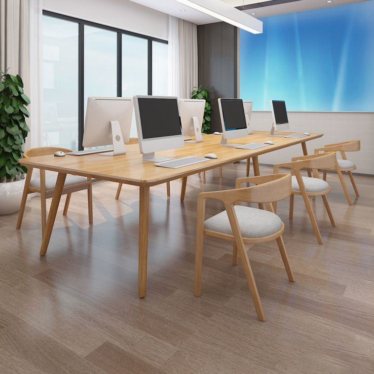 Rectangle Parsons Modern Writing Table Fixed Meeting Table of Solid Wood Clearhalo 'furn' 'furn_office_desk' 'Furniture' 'Office Desks' 'Office Furniture' 'office_desk' 1200x1200_ed70820c-7fc0-4a7a-a467-2ace4aadab52