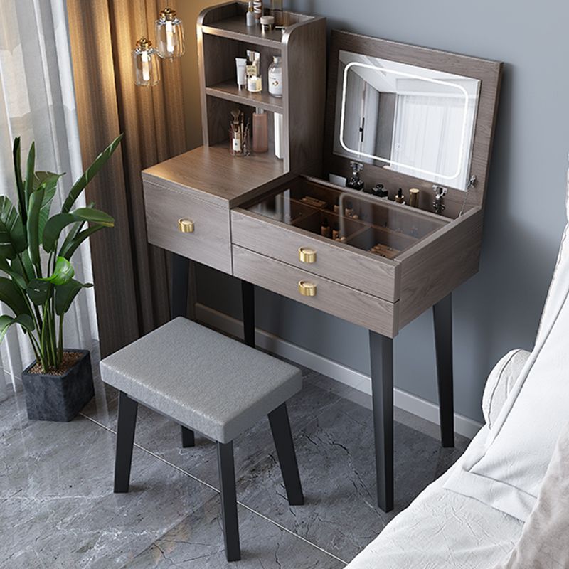 Modern Mirrored Glass Vanity Desk 3 Drawer Vanity Dressing Table Clearhalo 'Bedroom Furniture' 'furn' 'furn_makeup_vanities' 'Furniture' 'Makeup Vanities' 'makeup_vanities' 1200x1200_ed728da6-3a71-4da3-a685-512a1476e5a6