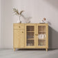 Server di porte di vetro contemporanee di credenza in legno con armadi e cassetti