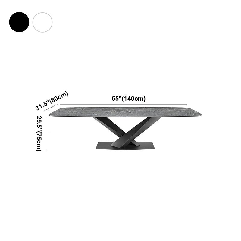 Rectangle Contemporary Dining Room Table Sintered Stone Table with Black Pedestal Base Clearhalo ' dining_table' 'Dining Tables & Seating' 'Dining Tables' 'furn' 'furn_dining_table' 'Furniture' 'furniture_dining_table' 'Kitchen & Dining Furniture' 'kitchen&dining_furn' 'kitchen' 'kitchen_dining_table' 1200x1200_ed74efdf-4ef7-48af-9edd-2298d7b1389e