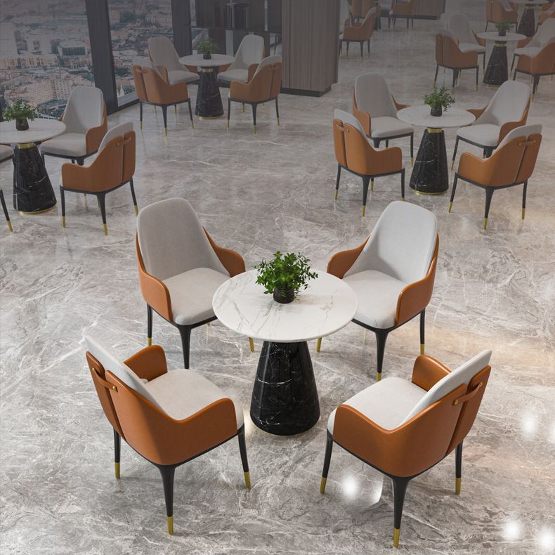 Glam Style Faux Marble Dining Set Round 1/4/5 Pieces Dining Set for Home Use Clearhalo 'Dining Room Sets' 'Dining Tables & Seating' 'dining_room_set' 'furn' 'furn_dining_room_set' 'Furniture' 'Kitchen & Dining Furniture' 1200x1200_ed756b8a-dbb3-421a-804d-7b9c4d5944a2