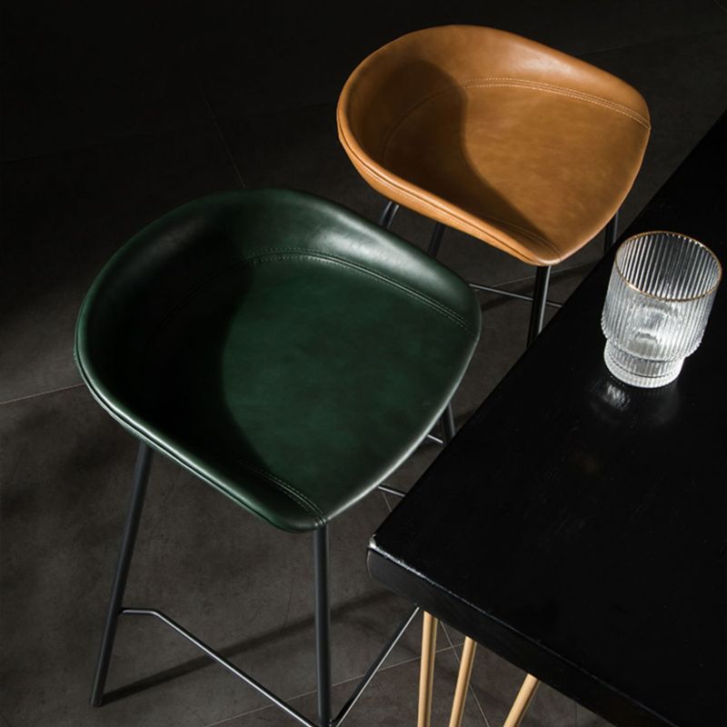 Taburete moderno de cuero falso de cuero de cuero sin respaldo con reposapiés