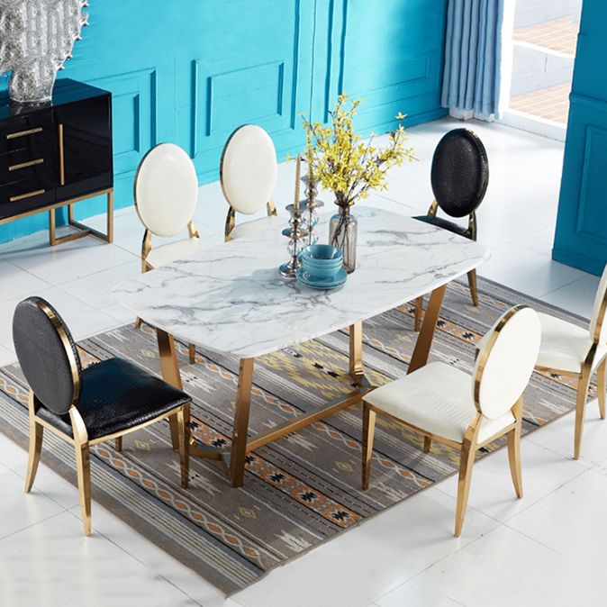 Glam 1/4/5/6/7 Pieces Dining Set Marble Dining Table Set for Dining Areas Clearhalo 'Dining Room Sets' 'Dining Tables & Seating' 'dining_room_set' 'furn' 'furn_dining_room_set' 'Furniture' 'furniture_dining_room_set' 'Kitchen & Dining Furniture' 1200x1200_ed77e43e-763e-4851-9b93-3c4b5977bc33