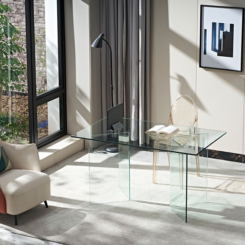 Rectangle Double Pedestal Home Furniture Clear Glass Dining Room Collection Clearhalo ' dining_table' 'Dining Tables & Seating' 'Dining Tables' 'furn' 'furn_dining_table' 'Furniture' 'furniture_dining_table' 'Kitchen & Dining Furniture' 'kitchen&dining_furn' 'kitchen' 'kitchen_dining_table' 1200x1200_ed780f21-dfde-4e5e-8f24-5115e9d005a4
