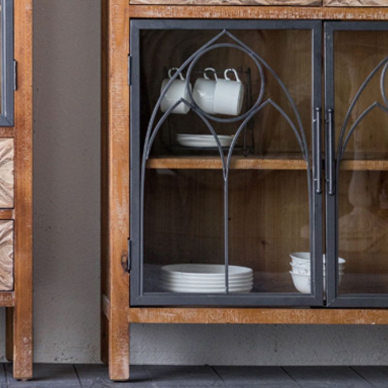 Tradizionale in legno in legno in legno portainteri di stoccaggio in vetro per sala da pranzo