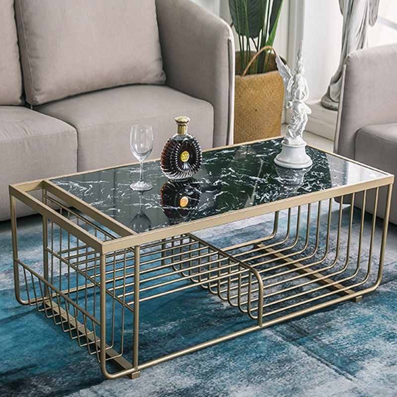 Table basse Frame Table de cocktail en marbre Glam avec étagère