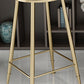 Glam Footrest Indoor Counter Stool Leather Round Dining Stool with Gold Base