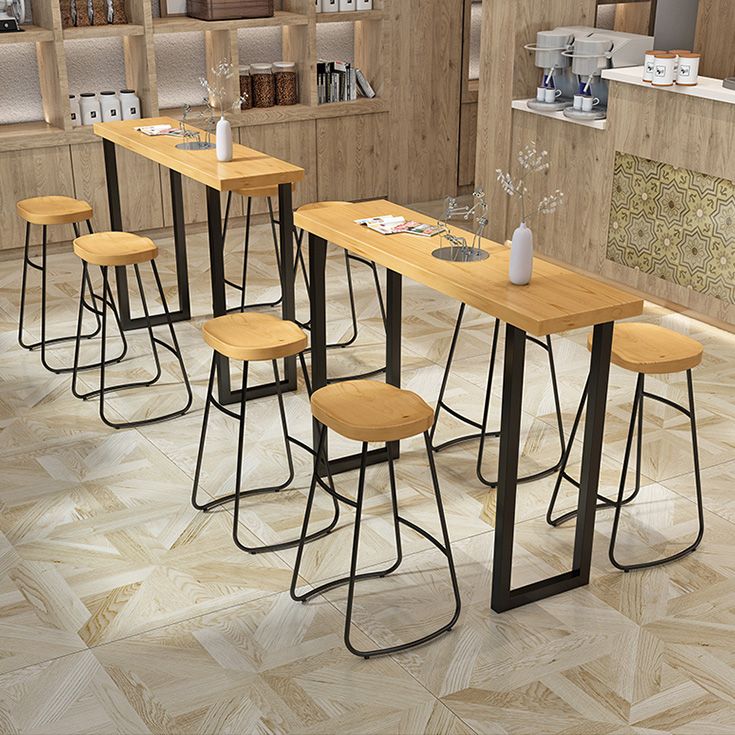 Modern Natural Pub Dining Set 1/2/4/5/7 Pieces Wood and Metal Bar Pub Table Set Clearhalo 'Bar Furniture' 'furn' 'furn_home_bar_bar_sets' 'Furniture' 'Home Bars & Bar Sets' 'home_bar_bar_sets' 'Kitchen & Dining Furniture' 1200x1200_ed7e9daf-8ff8-4f1e-87ac-2d9bdec26bff