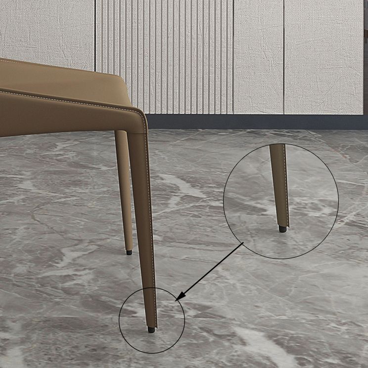 Modern Leather Indoor-Outdoor Armless Chair Solid Back Side Chair Clearhalo 'Dining Chairs' 'Dining Tables & Seating' 'dining_chair' 'furn' 'furn_dining_chair' 'Furniture' 'furniture_dining_chair' 'Kitchen & Dining Furniture' 1200x1200_ed7f3588-d32d-4900-97d5-3e76b3be70dc