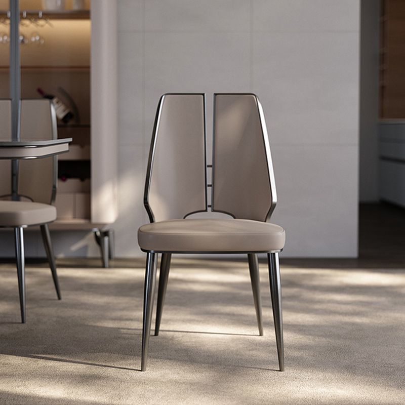 Glamstil Seitenstuhl Leder Metall Basis Esszimmer für Esszimmer