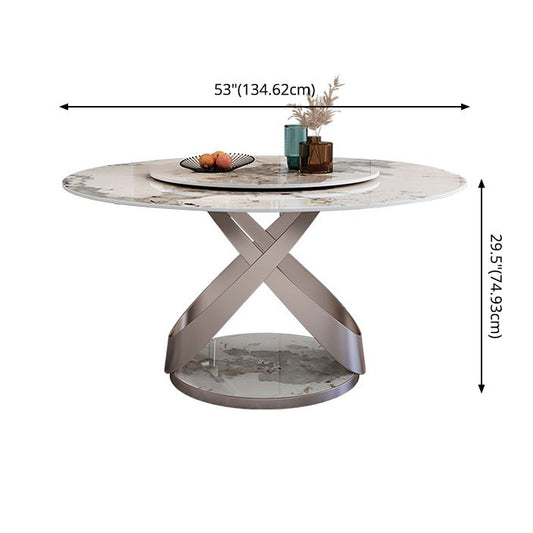 Nordic Round Sintered Stone Dining Table of 5/7 with Pedestal Base Dining Set for Restaurant Clearhalo 'Dining Room Sets' 'Dining Tables & Seating' 'dining_room_set' 'furn' 'furn_dining_room_set' 'Furniture' 'furniture_dining_room_set' 'Kitchen & Dining Furniture' 'kitchen&dining_furn' 'kitchen' 1200x1200_ed7f778b-ddc4-42c8-b37a-46f816d90317