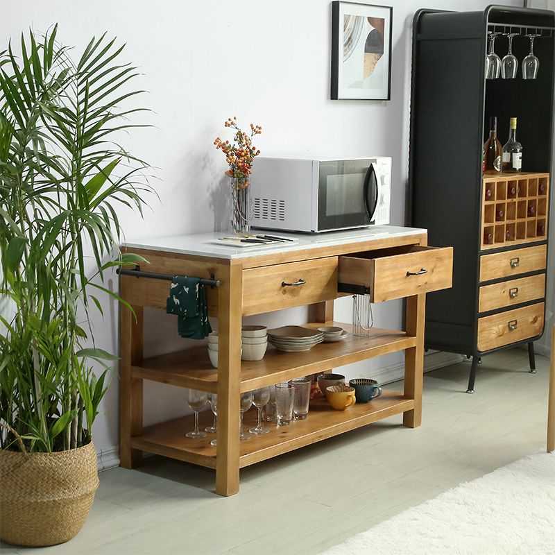Modern Stationary Kitchen Island table Wood Kitchen Island table with Towel Rack