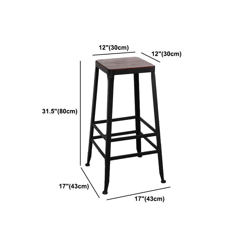 Dining Room Industrial Style Wood Barstool Iron 4 Legs Bar Stool with Pedal Clearhalo 'Bar Furniture' 'Bar Stools' 'bar_stools' 'furn' 'furn_bar_stools' 'Furniture' 'Kitchen & Dining Furniture' 1200x1200_ed80b1bb-a3a0-47bc-9191-8a69afa50fe4