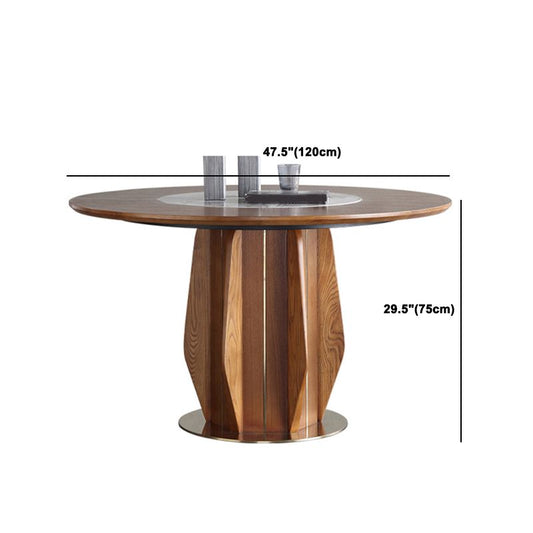 Mesa de comedor redondo Juego 1/3/4/5/7 PCS Ceniza Mesa y sillas de comedor de madera maciza