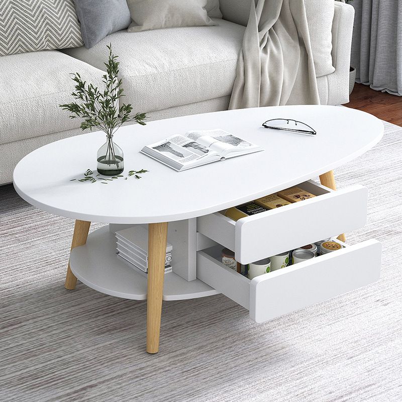 Modern Coffee Table Wooden 3 Legs Cocktail Table with Drawer Clearhalo 'Coffee & Accent Tables' 'Coffee Tables' 'coffee_tables' 'furn' 'furn_coffee_tables' 'Furniture' 'furniture_coffee_tables' 'Living Room Furniture' 1200x1200_ed82d992-a797-4057-b945-fbe63950f740