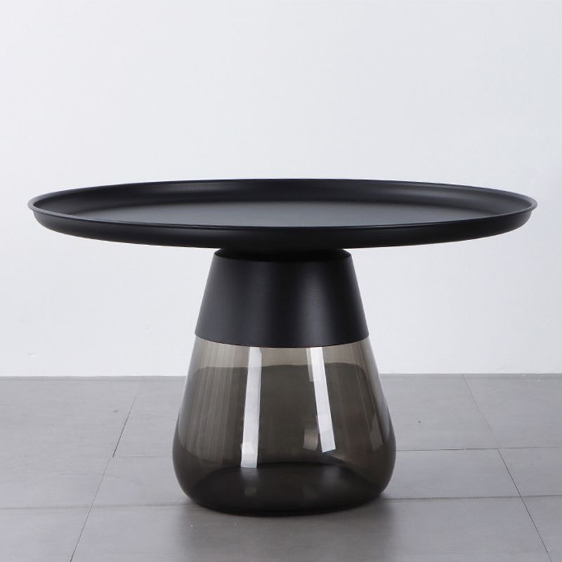 Mid-Century Modern Coffee Table Metal Tray Top Round Single Coffee Table Clearhalo 'Coffee & Accent Tables' 'Coffee Tables' 'coffee_tables' 'furn' 'furn_coffee_tables' 'Furniture' 'Living Room Furniture' 1200x1200_ed82dccb-87e1-4855-b802-5af2db0a4727