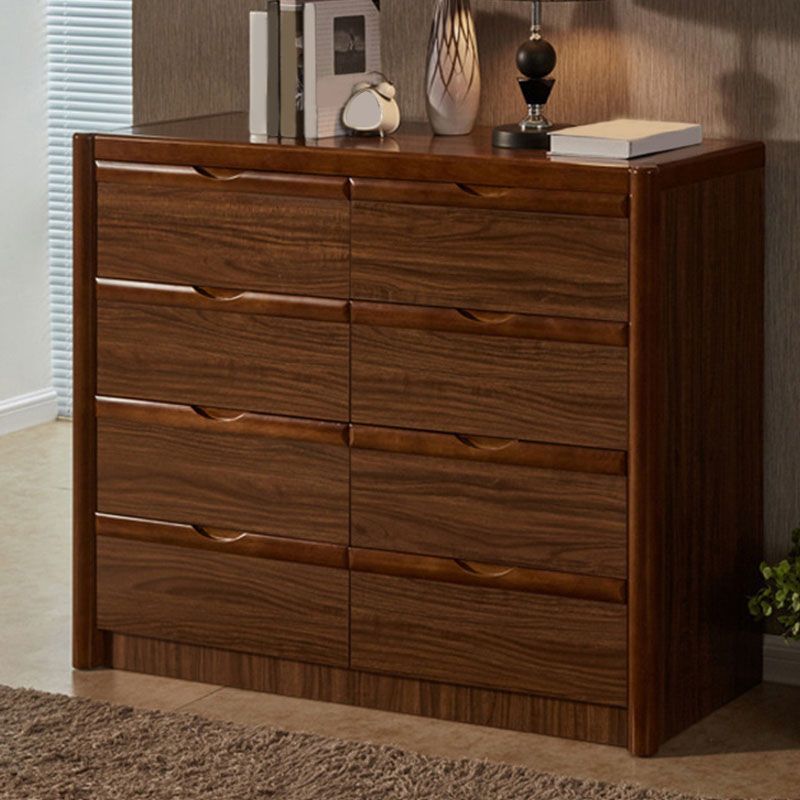 Casseggiatore di stoccaggio marrone in stile tradizionale in legno in legno massiccio con cassetti