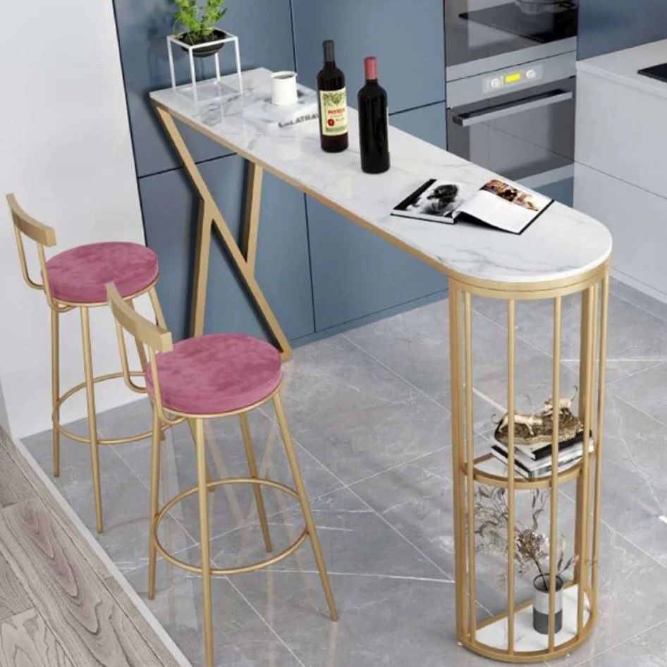 Marble Bar Table with Specialty Table Top Double Pedestal Table - 41.3" H Clearhalo 'Bar Furniture' 'Bar Tables' 'bar_tables' 'furn' 'furn_bar_tables' 'Furniture' 'furniture_bar_tables' 'Kitchen & Dining Furniture' 1200x1200_ed86615c-46fe-4463-95ef-f87a53d27990
